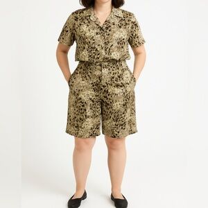 Vintage Floral Matching Blouse & Shorts Set